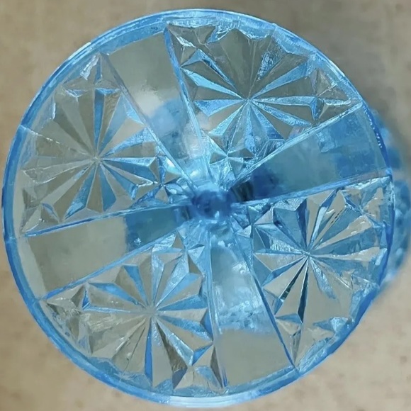 Vintage LG Wright Ice Blue Daisy & Button w/ Thumbprint Goblet - Picture 5 of 6